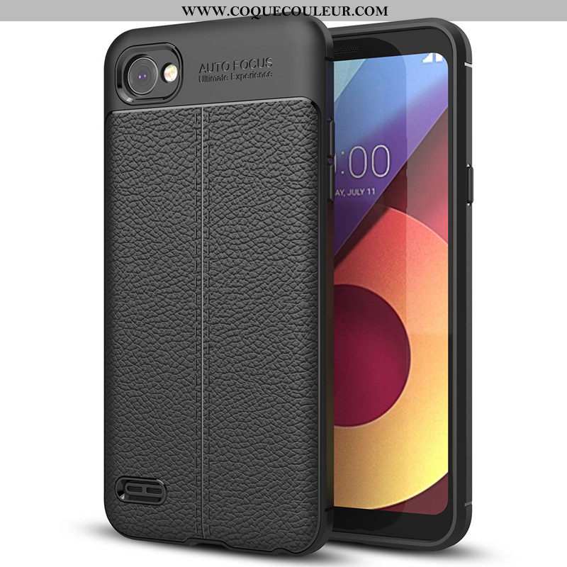 Étui Lg Q6 Tendance Litchi Silicone, Coque Lg Q6 Modèle Fleurie Gris