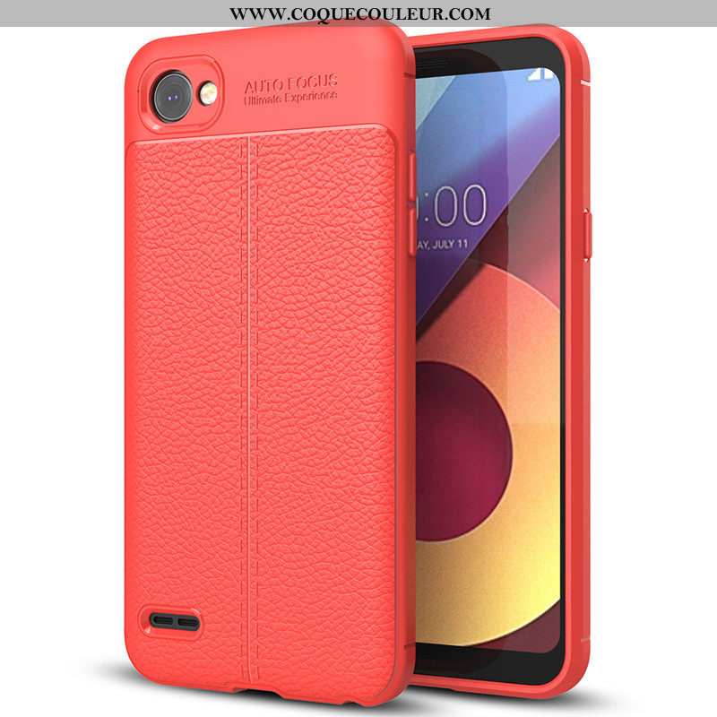 Étui Lg Q6 Tendance Litchi Silicone, Coque Lg Q6 Modèle Fleurie Gris