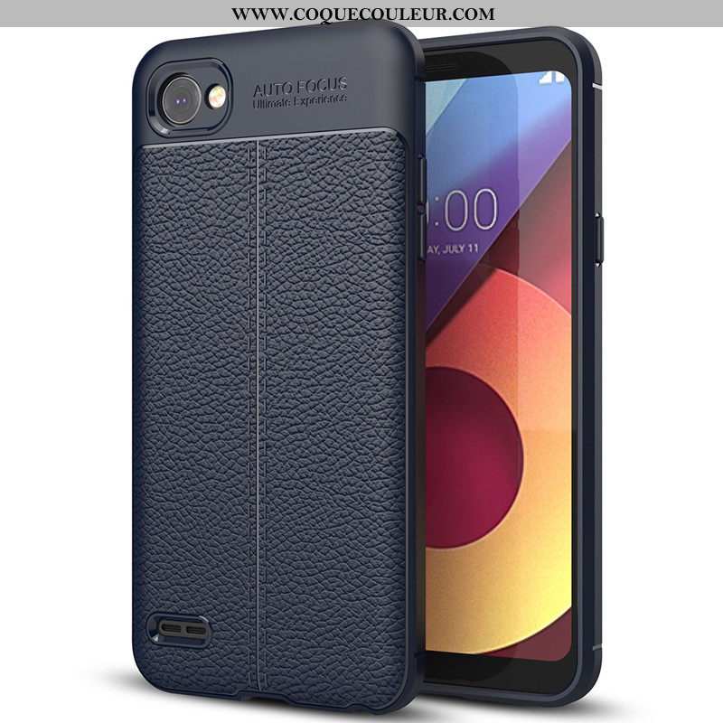 Étui Lg Q6 Tendance Litchi Silicone, Coque Lg Q6 Modèle Fleurie Gris