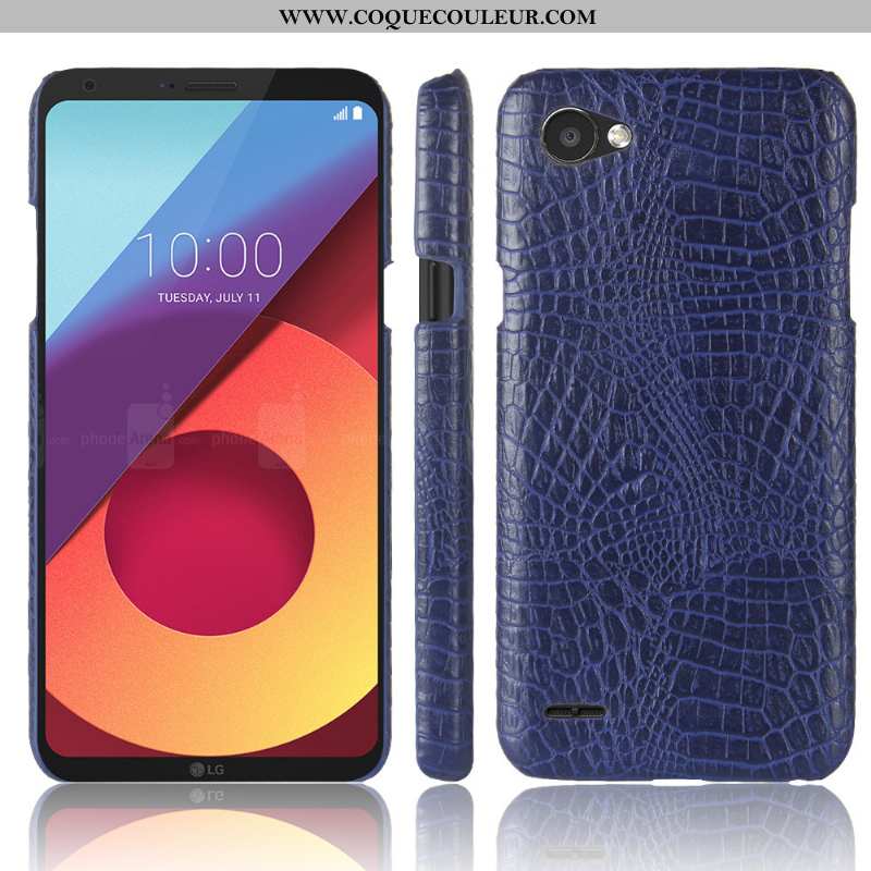 Étui Lg Q6 Modèle Fleurie Crocodile Incassable, Coque Lg Q6 Protection Cuir Bleu