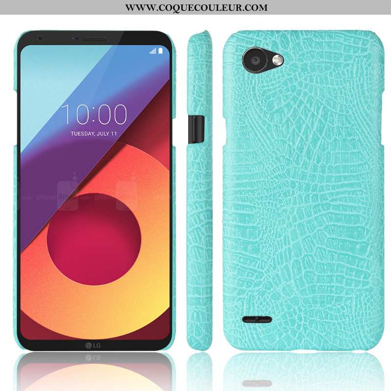 Étui Lg Q6 Modèle Fleurie Crocodile Incassable, Coque Lg Q6 Protection Cuir Bleu