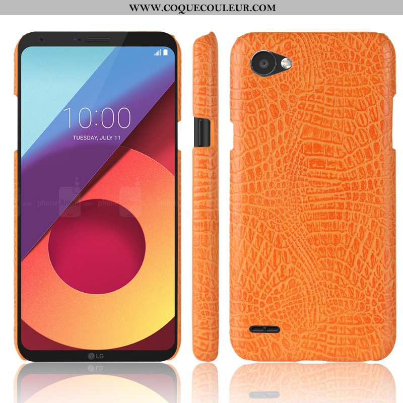 Étui Lg Q6 Modèle Fleurie Crocodile Incassable, Coque Lg Q6 Protection Cuir Bleu