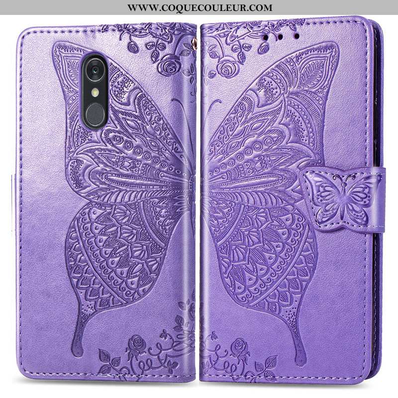 Étui Lg Q7 Protection Charmant En Relief, Coque Lg Q7 Ornements Suspendus Fleur Violet