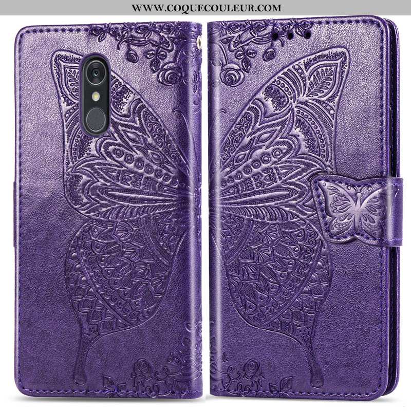 Étui Lg Q7 Protection Charmant En Relief, Coque Lg Q7 Ornements Suspendus Fleur Violet