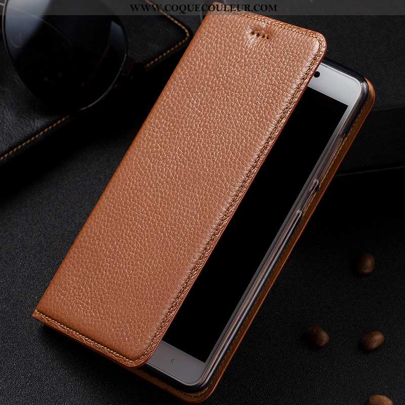 Housse Lg Q7 Protection Téléphone Portable Rétro, Étui Lg Q7 Cuir Véritable Tout Compris Marron