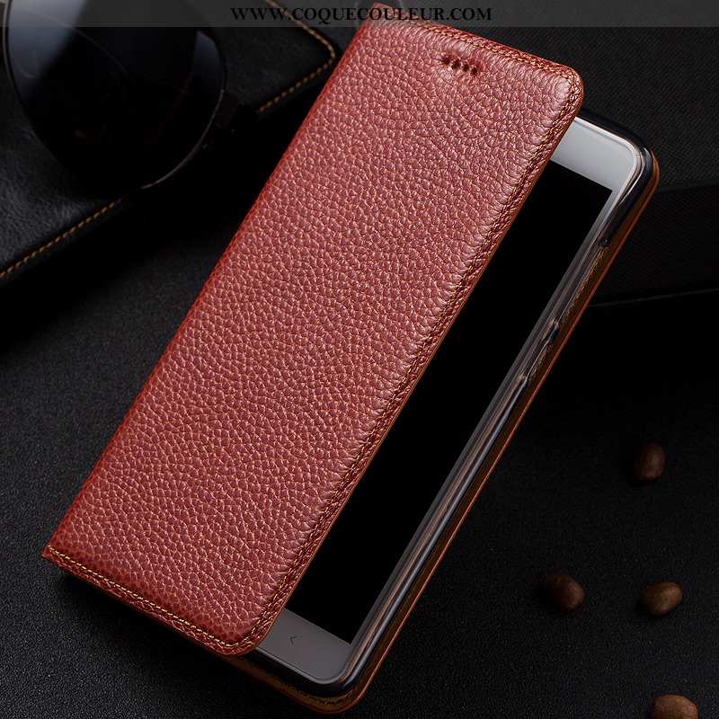 Housse Lg Q7 Protection Téléphone Portable Rétro, Étui Lg Q7 Cuir Véritable Tout Compris Marron