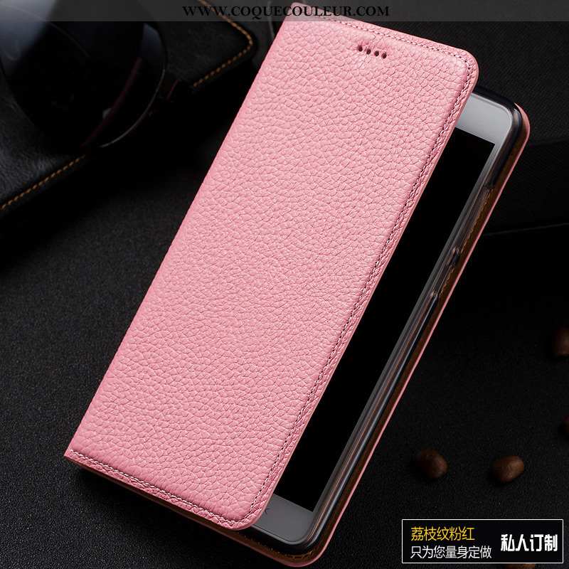 Housse Lg Q7 Protection Litchi Étui, Étui Lg Q7 Cuir Véritable Rouge Rose