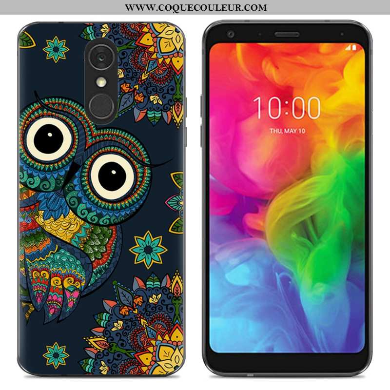 Housse Lg Q7 Dessin Animé Téléphone Portable Fluide Doux, Étui Lg Q7 Tendance Simple Bleu