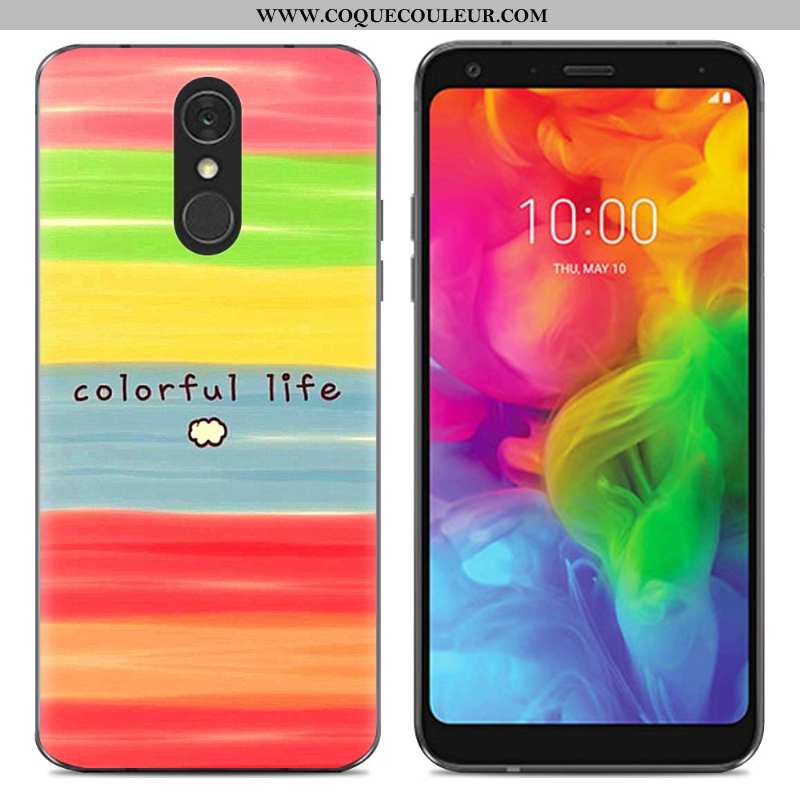 Housse Lg Q7 Dessin Animé Téléphone Portable Fluide Doux, Étui Lg Q7 Tendance Simple Bleu