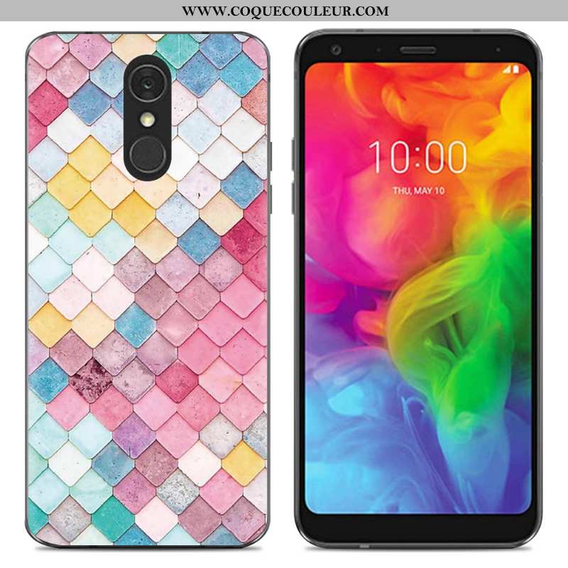 Housse Lg Q7 Dessin Animé Téléphone Portable Fluide Doux, Étui Lg Q7 Tendance Simple Bleu