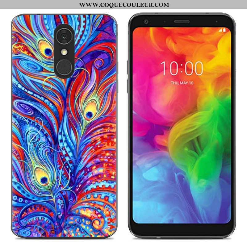 Housse Lg Q7 Dessin Animé Téléphone Portable Fluide Doux, Étui Lg Q7 Tendance Simple Bleu