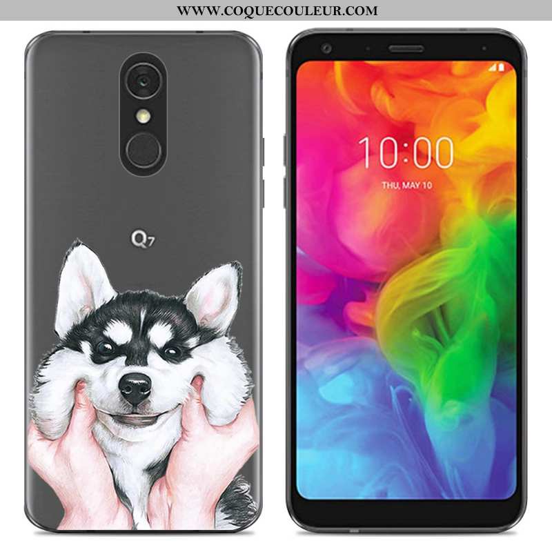 Housse Lg Q7 Dessin Animé Téléphone Portable Fluide Doux, Étui Lg Q7 Tendance Simple Bleu