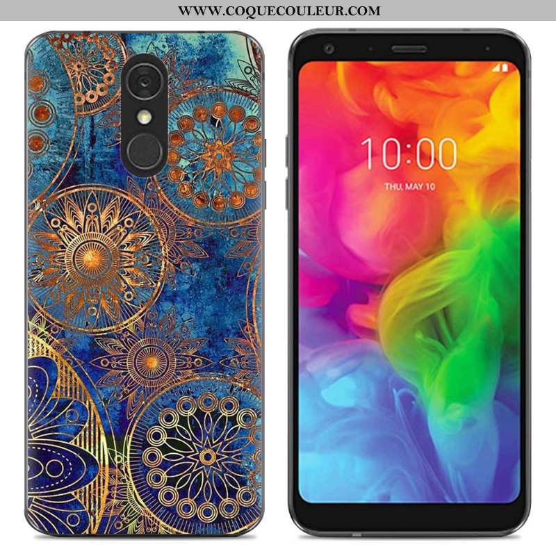 Housse Lg Q7 Dessin Animé Téléphone Portable Fluide Doux, Étui Lg Q7 Tendance Simple Bleu