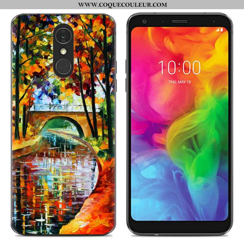 Housse Lg Q7 Dessin Animé Téléphone Portable Fluide Doux, Étui Lg Q7 Tendance Simple Bleu