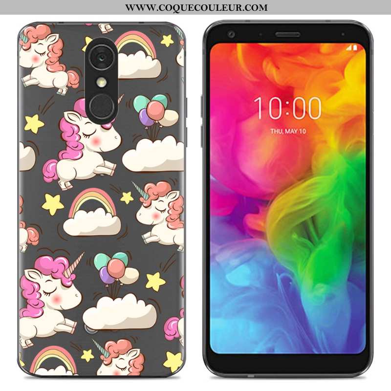 Housse Lg Q7 Dessin Animé Téléphone Portable Fluide Doux, Étui Lg Q7 Tendance Simple Bleu