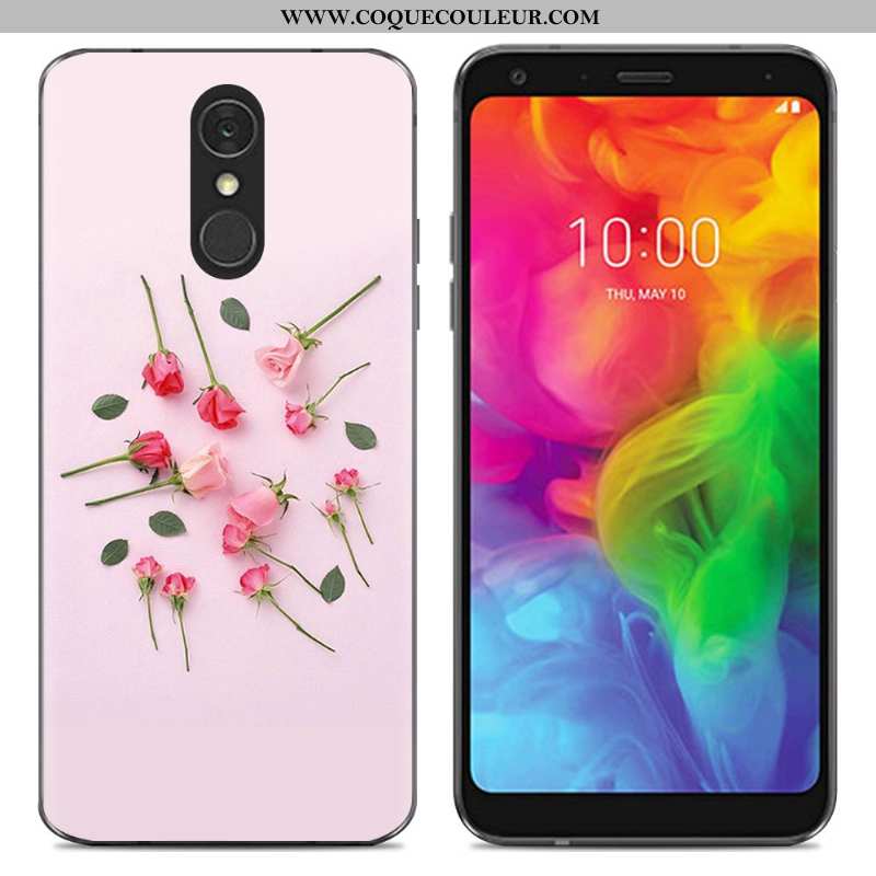 Housse Lg Q7 Dessin Animé Téléphone Portable Fluide Doux, Étui Lg Q7 Tendance Simple Bleu