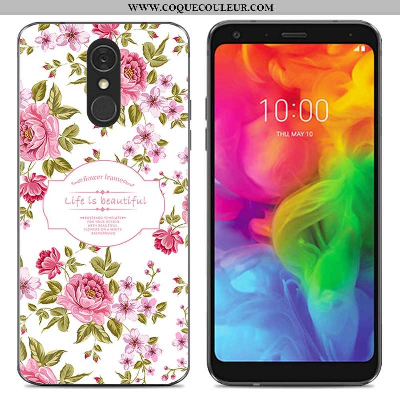 Housse Lg Q7 Dessin Animé Téléphone Portable Fluide Doux, Étui Lg Q7 Tendance Simple Bleu