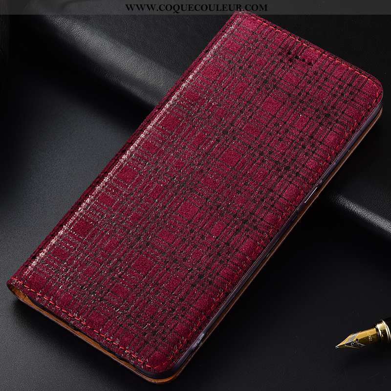 Coque Lg V30 Cuir Véritable Téléphone Portable Vin Rouge, Housse Lg V30 Modèle Fleurie Étui Bordeaux