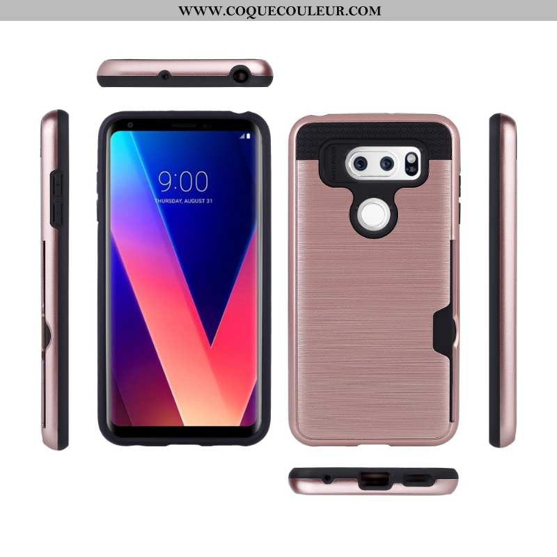 Étui Lg V30 Protection Soie Téléphone Portable, Coque Lg V30 Carte Rose