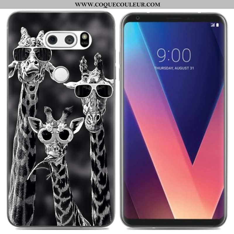 Coque Lg V30 Silicone Fluide Doux Frais, Housse Lg V30 Créatif Noir