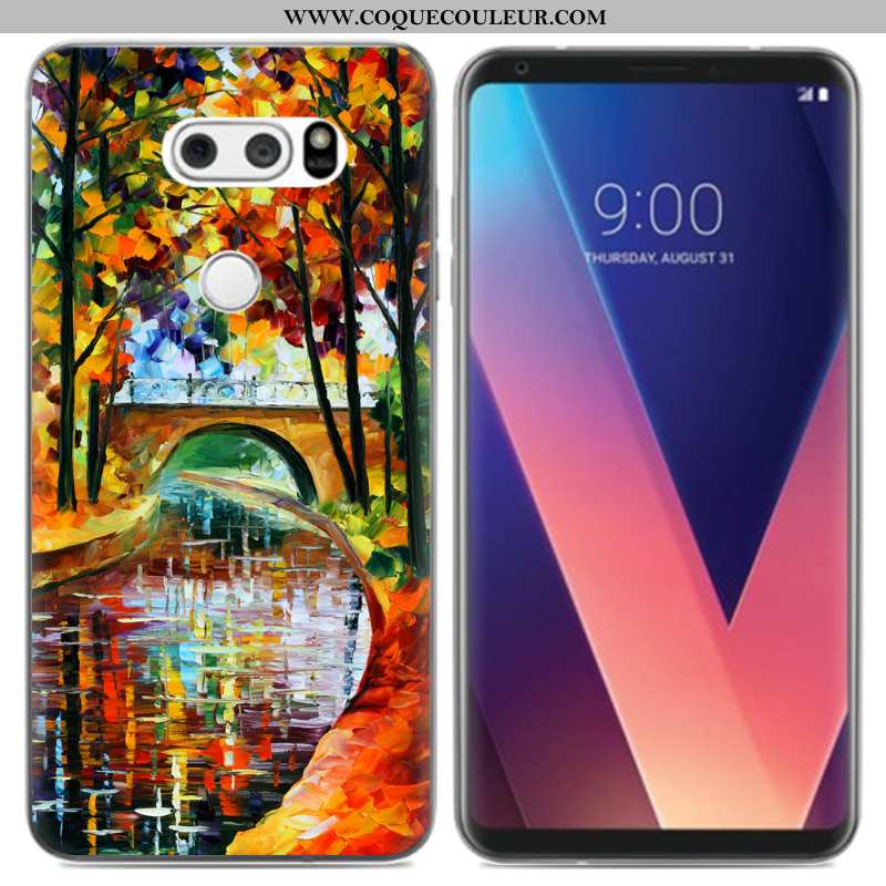 Coque Lg V30 Silicone Fluide Doux Frais, Housse Lg V30 Créatif Noir