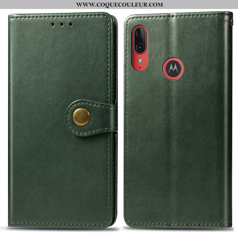 Étui Moto E6 Plus Cuir Housse, Coque Moto E6 Plus Protection Téléphone Portable Rouge