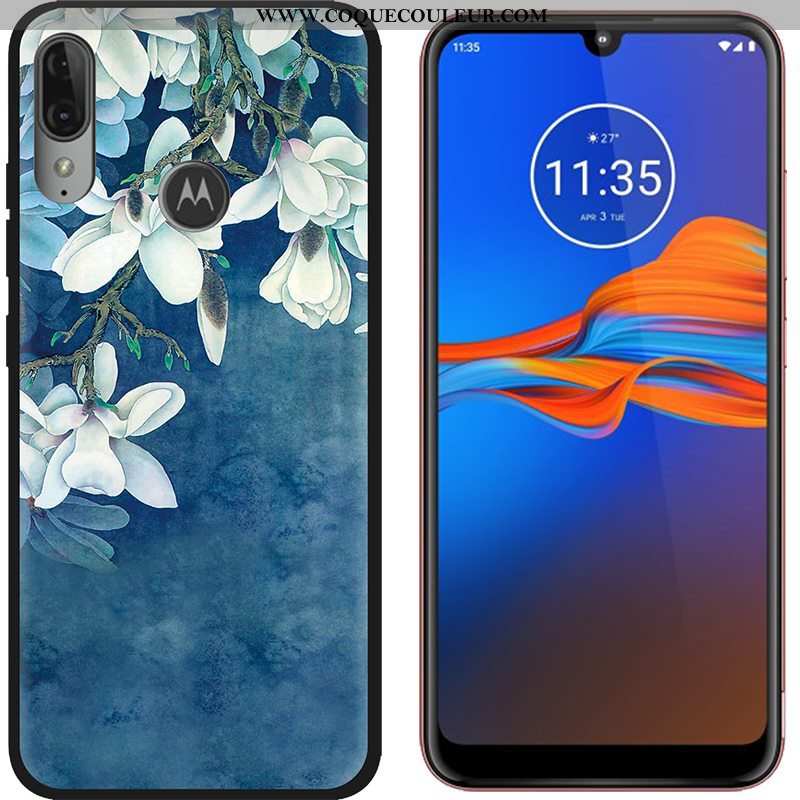 Étui Moto E6 Plus Tendance Tissu, Coque Moto E6 Plus Délavé En Daim Noir Violet