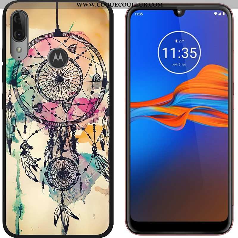 Étui Moto E6 Plus Tendance Tissu, Coque Moto E6 Plus Délavé En Daim Noir Violet