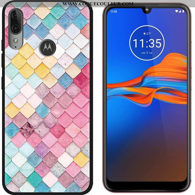 Étui Moto E6 Plus Tendance Tissu, Coque Moto E6 Plus Délavé En Daim Noir Violet