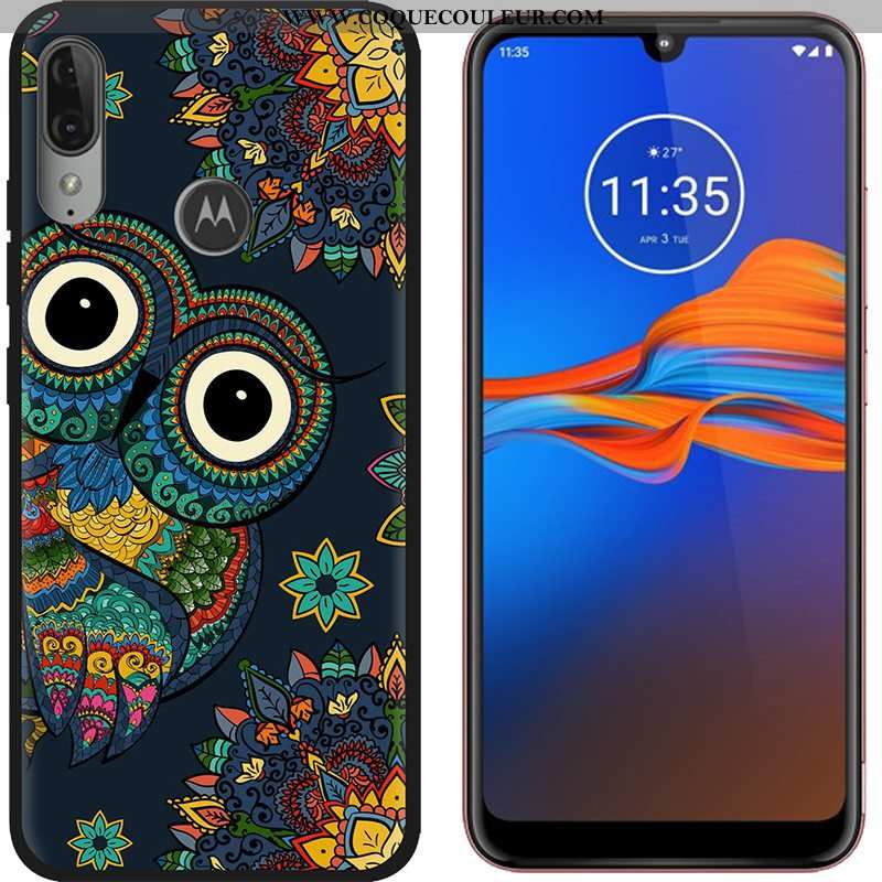 Étui Moto E6 Plus Tendance Tissu, Coque Moto E6 Plus Délavé En Daim Noir Violet