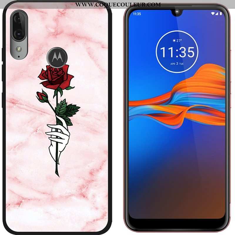 Étui Moto E6 Plus Tendance Tissu, Coque Moto E6 Plus Délavé En Daim Noir Violet