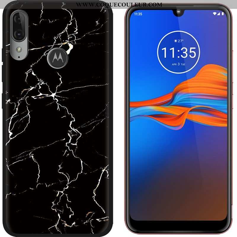 Étui Moto E6 Plus Tendance Tissu, Coque Moto E6 Plus Délavé En Daim Noir Violet