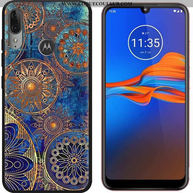 Étui Moto E6 Plus Tendance Tissu, Coque Moto E6 Plus Délavé En Daim Noir Violet