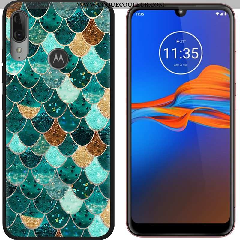 Étui Moto E6 Plus Tendance Tissu, Coque Moto E6 Plus Délavé En Daim Noir Violet