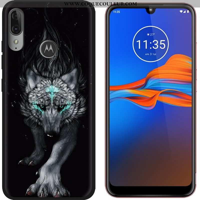 Étui Moto E6 Plus Tendance Tissu, Coque Moto E6 Plus Délavé En Daim Noir Violet