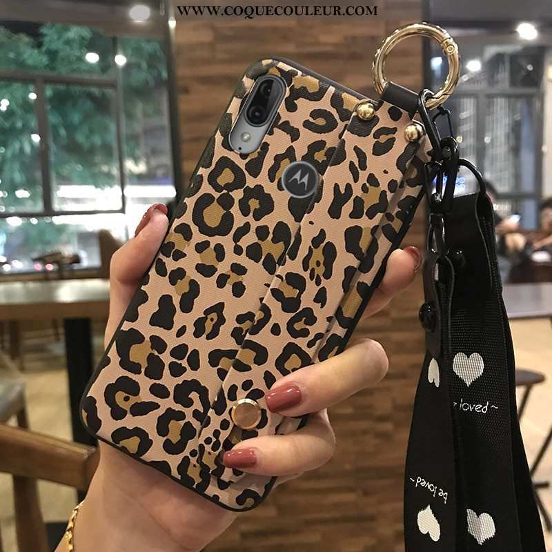 Housse Moto E6 Plus Ornements Suspendus Support Fleur, Étui Moto E6 Plus Créatif Bleu Foncé