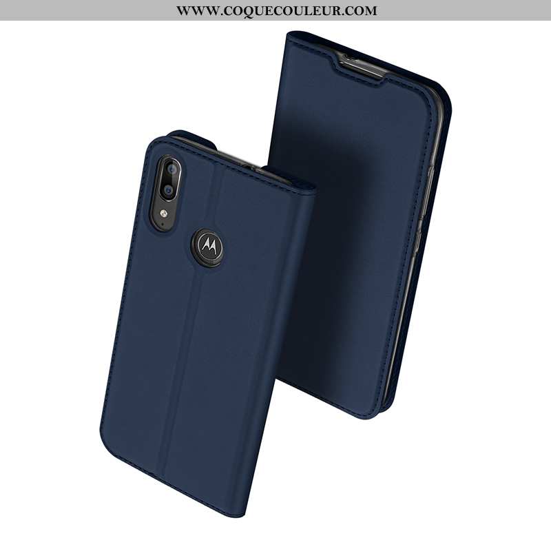 Étui Moto E6 Plus Protection Tout Compris Incassable, Coque Moto E6 Plus Housse Bleu Foncé