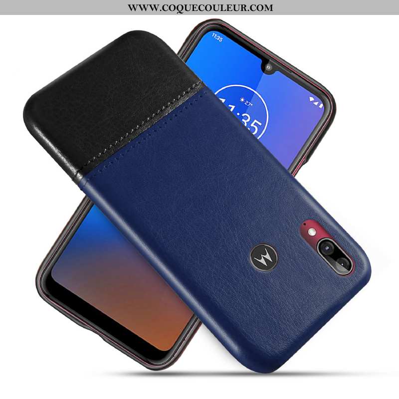 Étui Moto E6 Plus Cuir Téléphone Portable Étui, Coque Moto E6 Plus Protection Noir