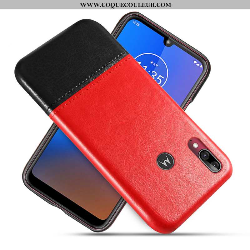 Étui Moto E6 Plus Cuir Téléphone Portable Étui, Coque Moto E6 Plus Protection Noir