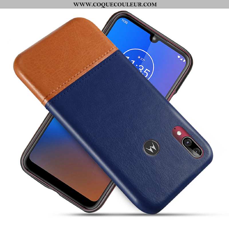 Étui Moto E6 Plus Cuir Téléphone Portable Étui, Coque Moto E6 Plus Protection Noir