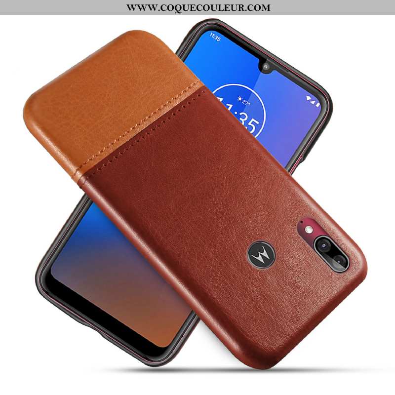 Étui Moto E6 Plus Cuir Téléphone Portable Étui, Coque Moto E6 Plus Protection Noir