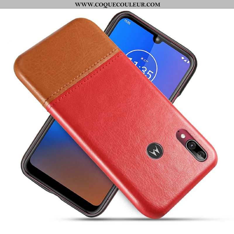 Étui Moto E6 Plus Cuir Téléphone Portable Étui, Coque Moto E6 Plus Protection Noir