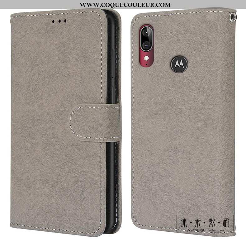 Coque Moto E6 Plus Protection Vintage, Housse Moto E6 Plus Délavé En Daim Étui Verte