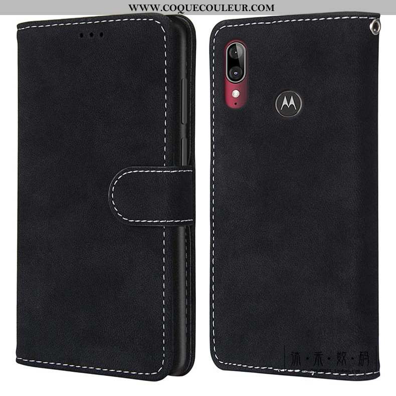 Coque Moto E6 Plus Protection Vintage, Housse Moto E6 Plus Délavé En Daim Étui Verte