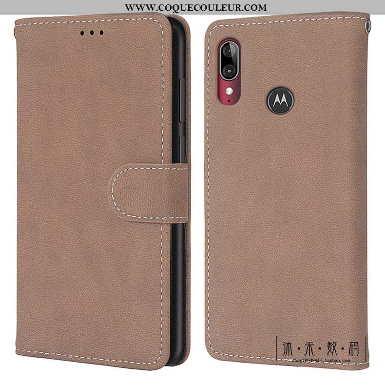 Coque Moto E6 Plus Protection Vintage, Housse Moto E6 Plus Délavé En Daim Étui Verte