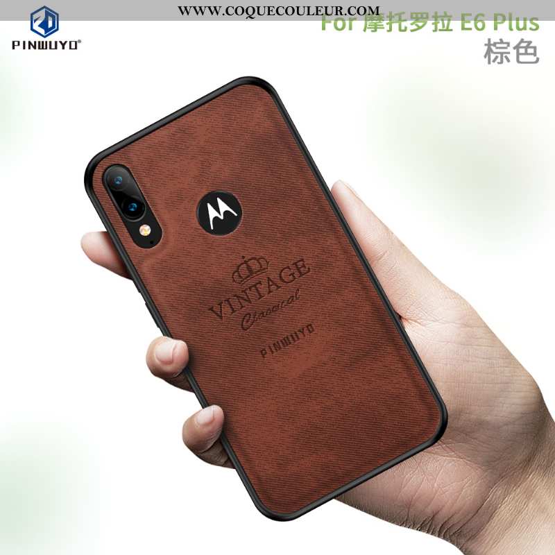 Étui Moto E6 Plus Protection Coque, Coque Moto E6 Plus Modèle Fleurie Rouge