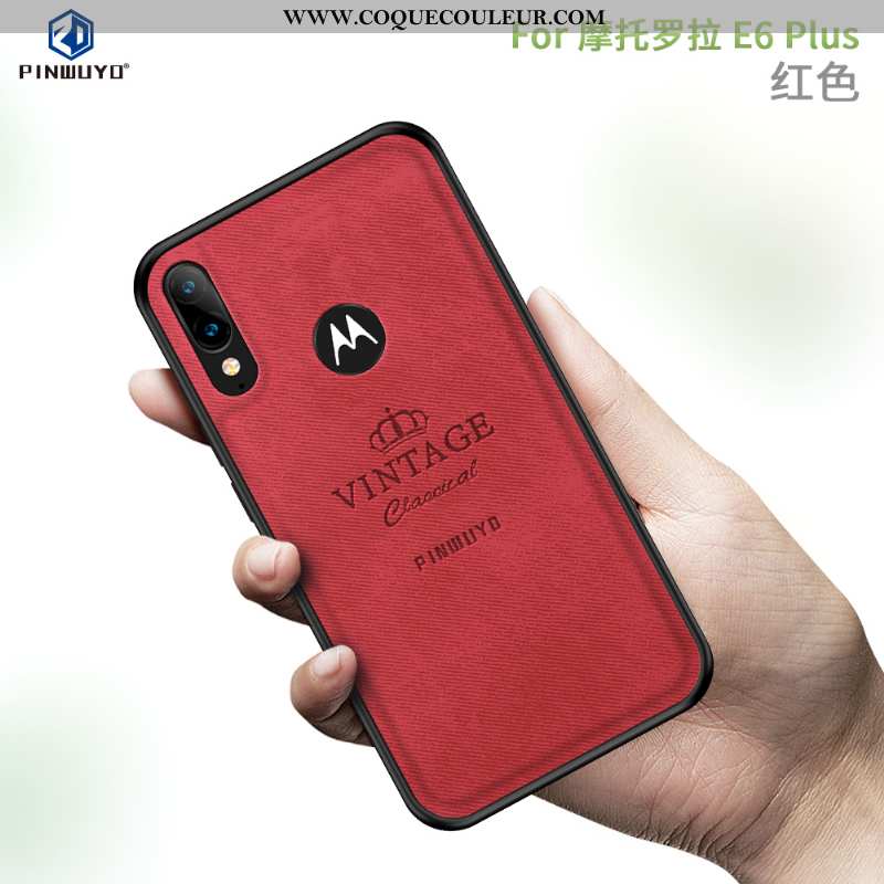 Étui Moto E6 Plus Protection Coque, Coque Moto E6 Plus Modèle Fleurie Rouge