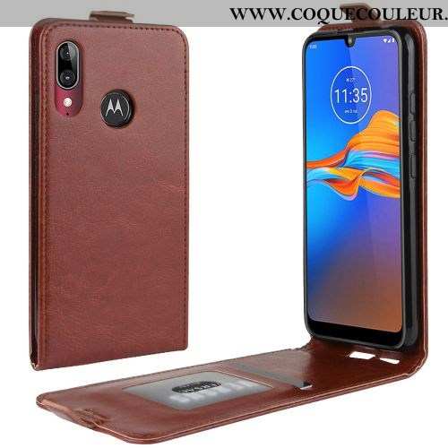 Coque Moto E6 Plus Cuir Étui Coque, Housse Moto E6 Plus Protection Rouge