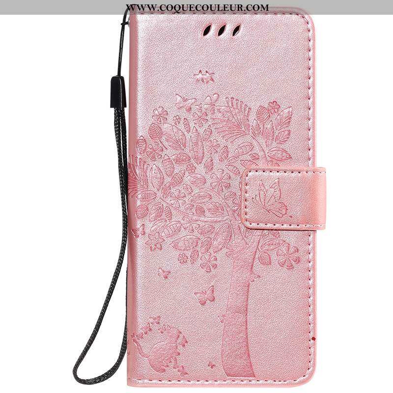 Housse Moto E6 Plus Protection Carte Coque, Étui Moto E6 Plus Cuir Téléphone Portable Rose