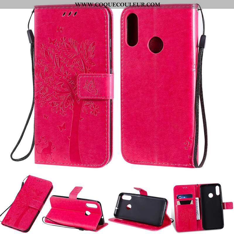 Housse Moto E6 Plus Protection Carte Coque, Étui Moto E6 Plus Cuir Téléphone Portable Rose